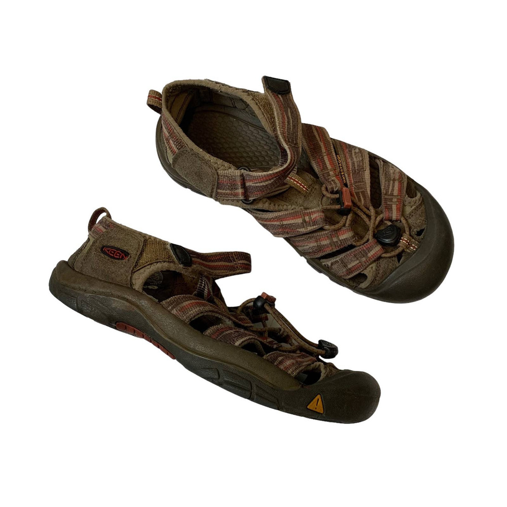 Keen Mens Brown Red Waterproof Sandals Bungee Hiking Shoe Size 5